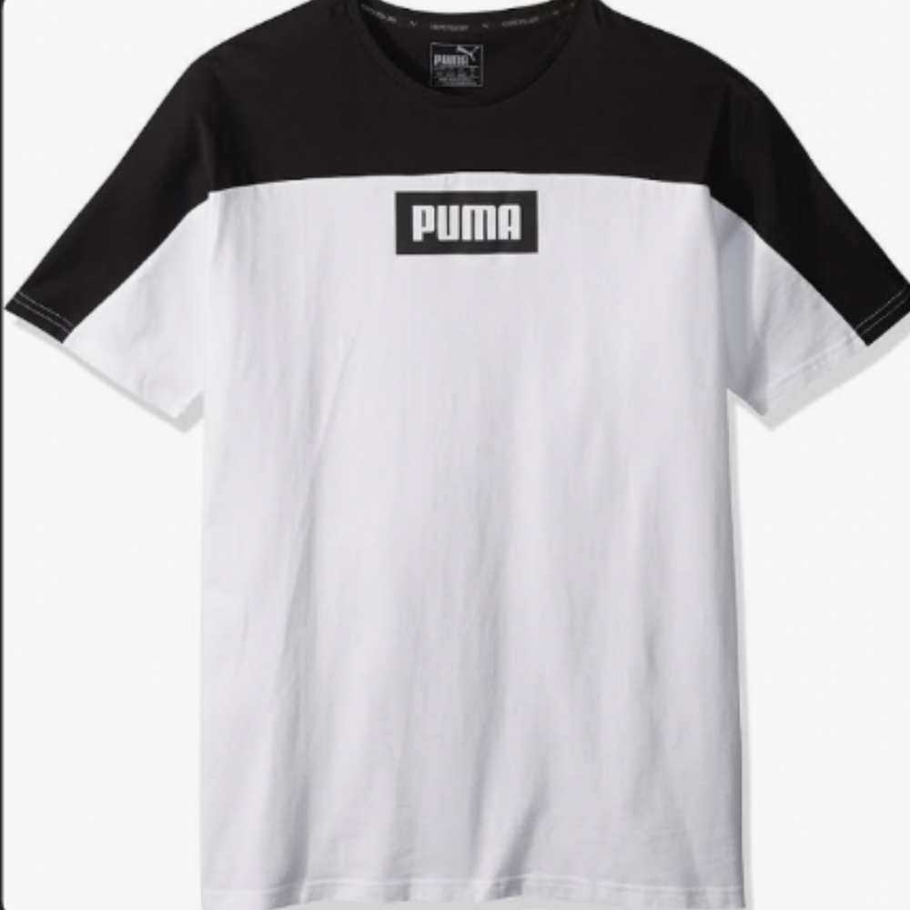 Puma color block t shirt white and black